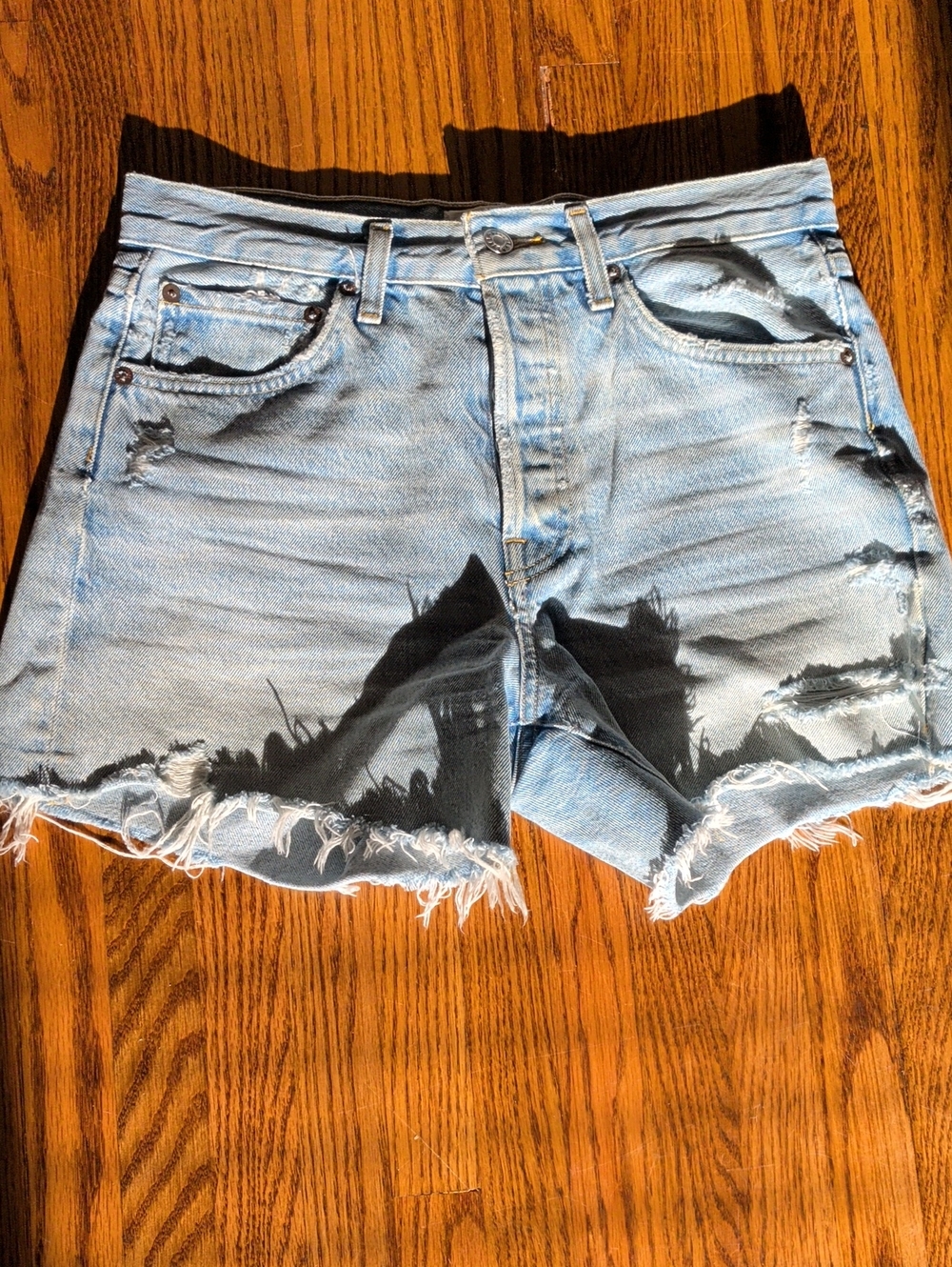 Agolde Light Blue Distressed Men’s Jean Shorts